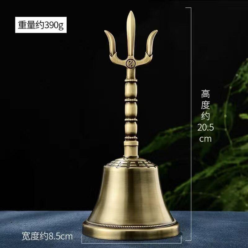 純銅三清道鈴士用品太極八卦三叉鈴仿古手搖鈴鐺法器光滑加厚鈴鐺| 露天