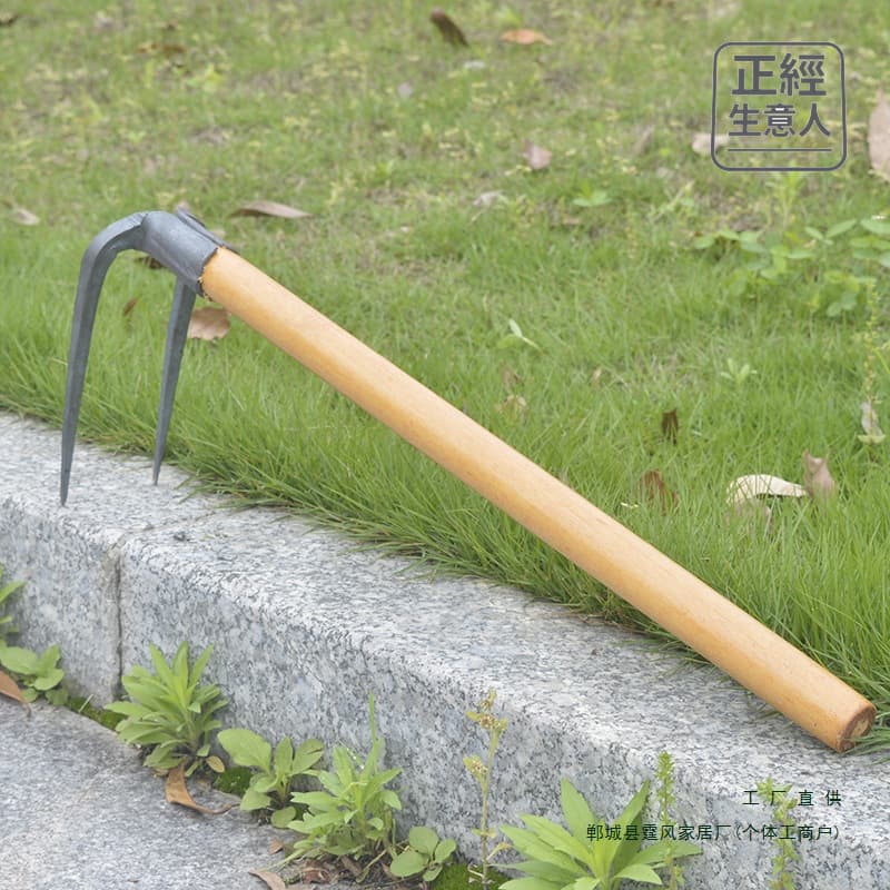 簧鋼鍛打一體木柄小二齒耙子小鋤頭挖鋤種菜種鬆土園林農具 | 露天市集 | 全台最大的網路購物市集