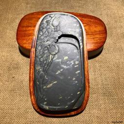 水舷坑細水波紋金星金暈籽料荷塘清趣，四大名硯歙硯老坑金星金暈