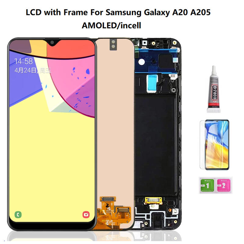 免運】SAMSUNG OLED 帶邊框適用於GALAXY A20 A205 液晶顯示屏帶觸摸屏