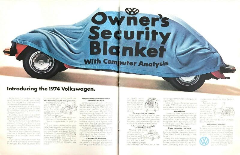1974 vw volkswagen beetle under armour保護毯 照片2頁復古印刷廣告