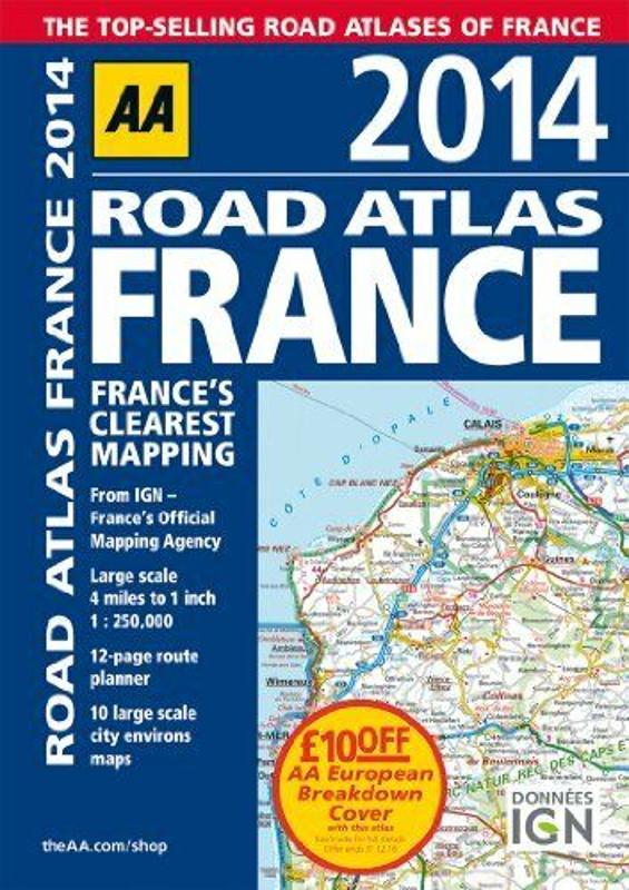 aa road atlas 法國2014(國際公路安裝座) 汽車協會