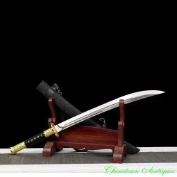 CHINESE SWORD HAN JIAN (漢劍) CARBON STEEL BLADE KATANA SOLID WOOD SAYA#093