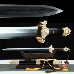 CHINESE SWORD HAN JIAN (漢劍) CARBON STEEL BLADE KATANA SOLID WOOD SAYA#093