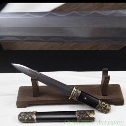 CHINESE SWORD HAN JIAN (漢劍) CARBON STEEL BLADE KATANA SOLID WOOD SAYA#093