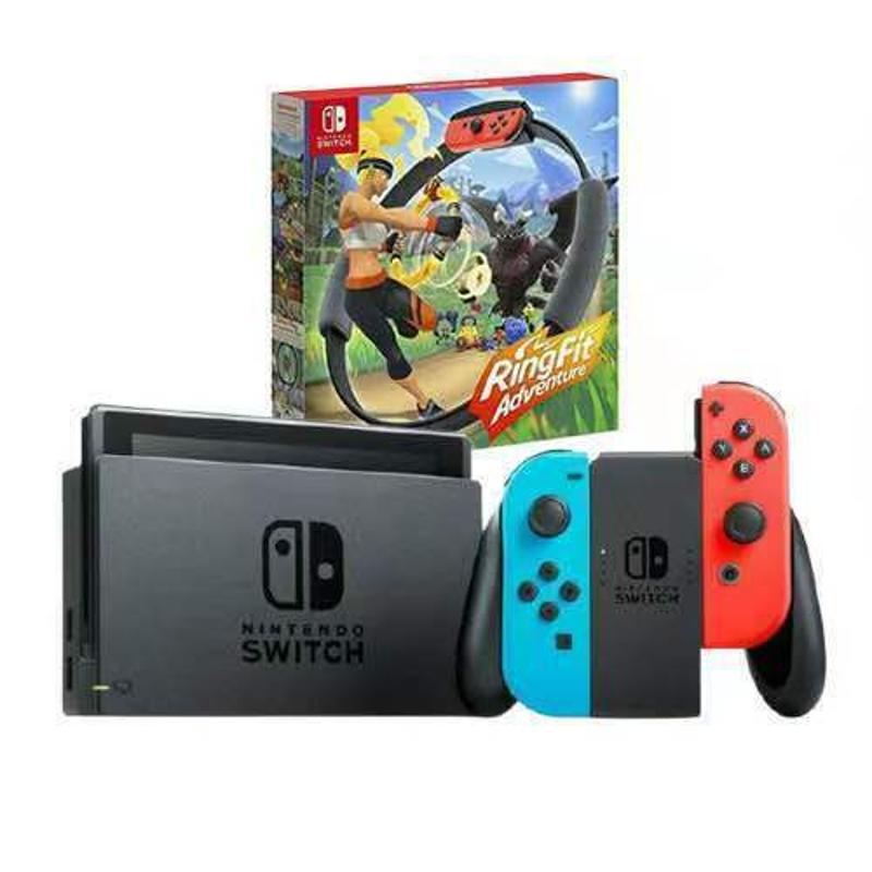 【Nintendo Switch 任天堂】NS 電力加強版+健身環精選組-紅藍機