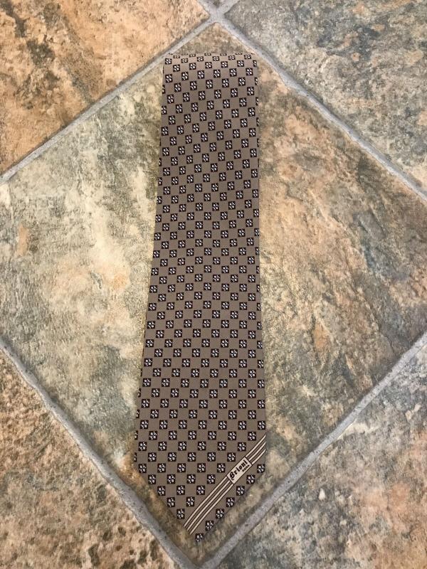 百靈 領帶 領帶 100%真絲 義大利 棕褐色 紅色 非常良好
