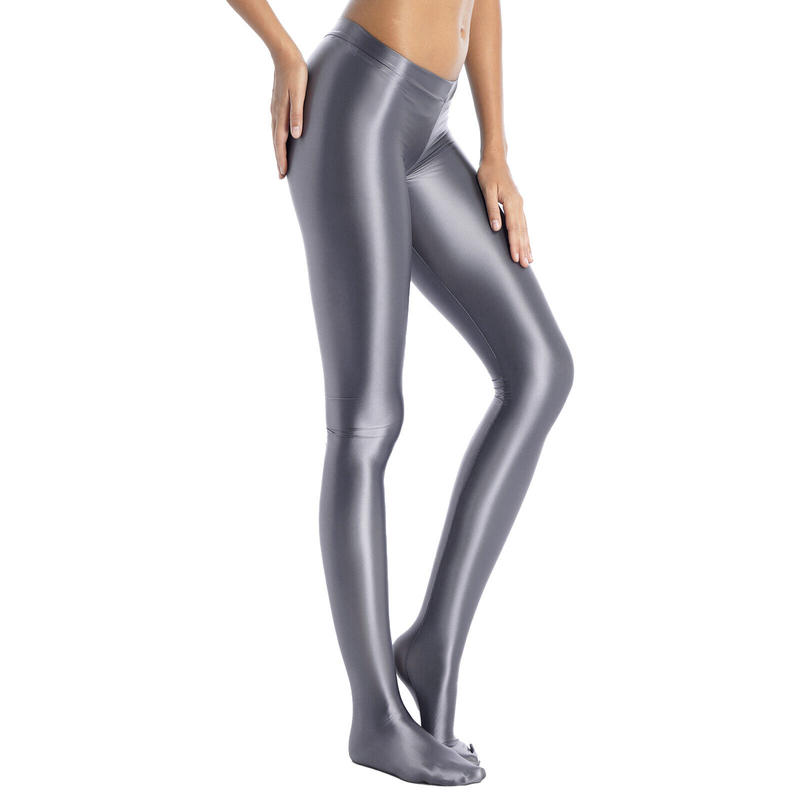 Women's Shiny Liquid Metallic Leggings High Waist Stretch Rave Dance Booty  Pants