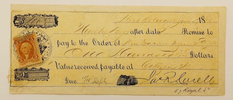 1868 公民銀行 新奧爾良檢查加納 eternal&co co;收購郵票 r27c