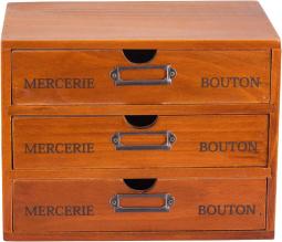 復古3抽屜收納盒桌用木製收納桌面文件櫃
