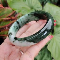 緬甸玉石手鐲手鍊綠色翡翠平內無瑕55.5毫米