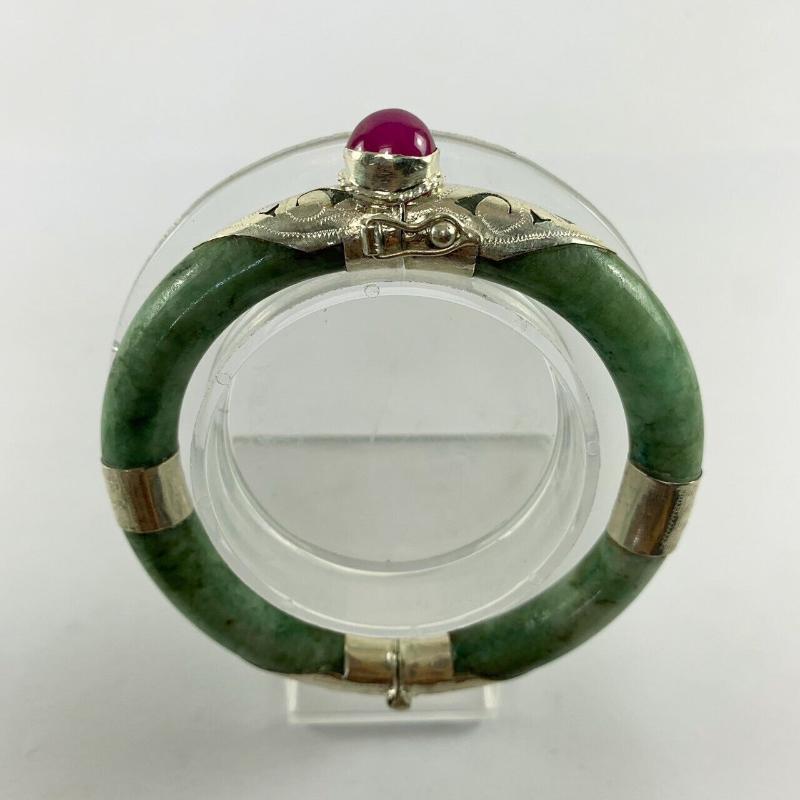 開放式手鐲手鍊紫色寶石頭白色綠色翡翠圓形內層55-56mm