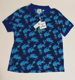 Lacoste x Minecraft Unisex Blue All Over Graphic Print Short Sleeve Polo  Shirt