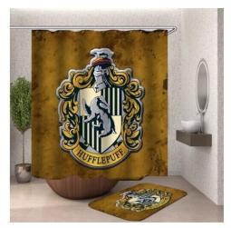 2PCS Harry Potter Gryffindor Cosplay Bathroom Shower Curtain Cartoon Bath  Mat 