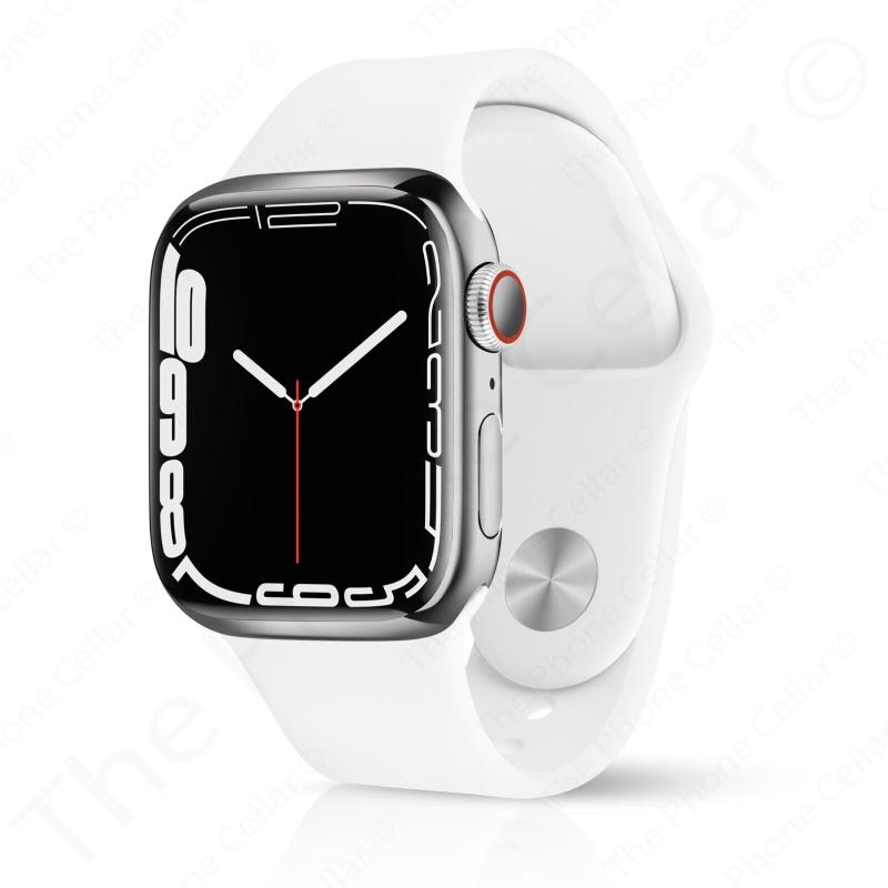 apple watch 7 mkje3ll/a 45mm 不鏽鋼ip6x wifi gps cellular 銀色 白色