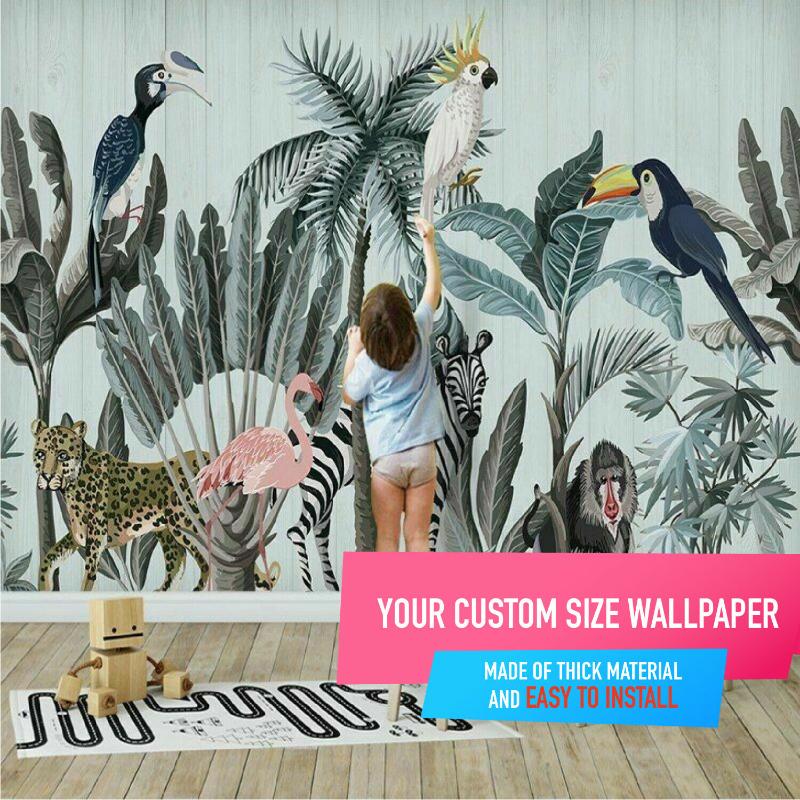 客製照片wallpapers熱帶動物壁畫壁紙客廳房間3d | PChomeUSA 海外代購