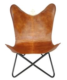 蝴蝶椅 - 印度手工棕色皮革椅 - 辦公椅 pl2.63