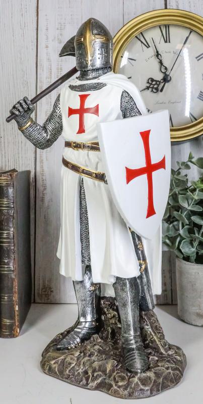 ebros白色披風裝扮中世紀十字軍 axeman figurine公仔