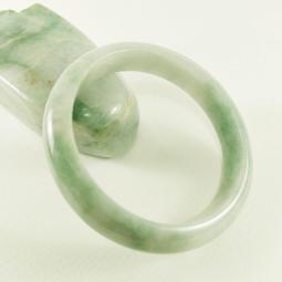 緬甸玉石手鐲翡翠手鍊綠色白色美麗天然尺寸62mm