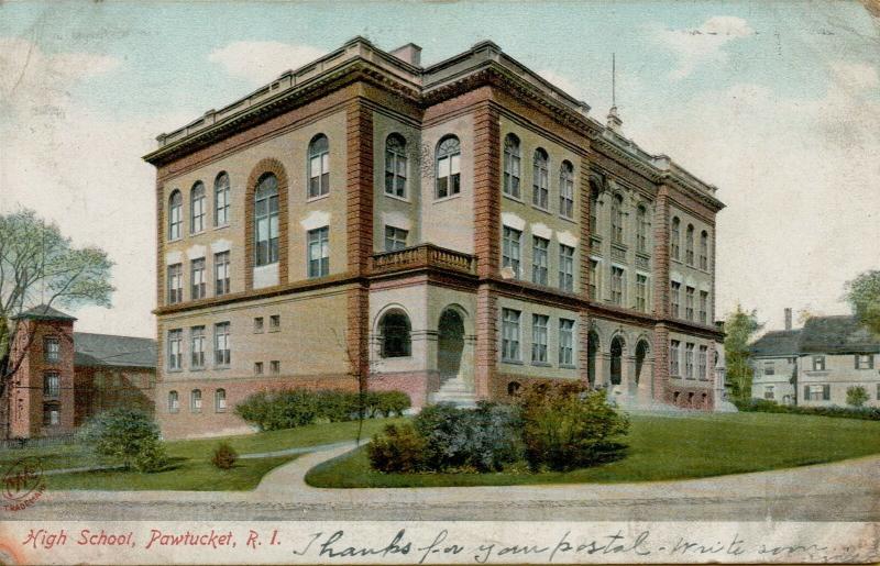 1906 外部網路view new school rhode 羅德島 日本明信片a31