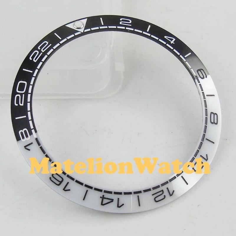 38毫米奢華手錶陶瓷邊框白色黑色發光標籤 用於40mm錶殼男士