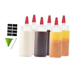 6包高級塑膠調味品 擠壓噴瓶 用於醬汁,4盎司