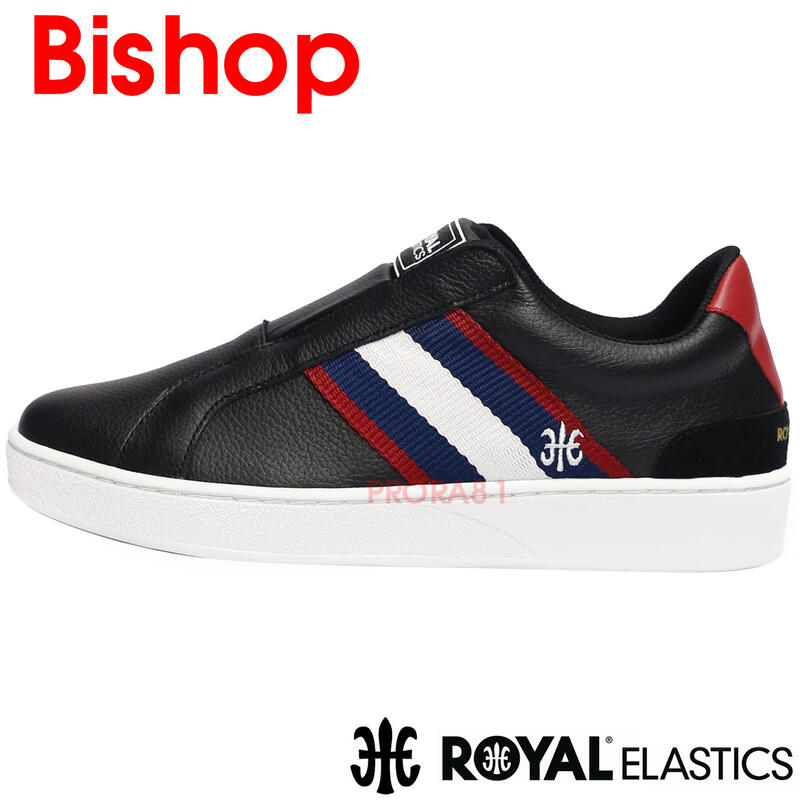鞋大王ROYAL洛雅 01712-910(Bishop) 黑X藍X紅 全皮質無鞋帶休閒運動鞋 003R