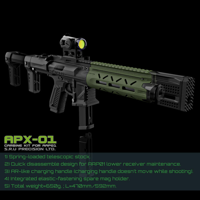 RST 紅星- SRU AAP01 瓦斯手槍專用 卡賓套件 衝鋒套件 黑色 免運費 . SRU-SR-APX-01-BK