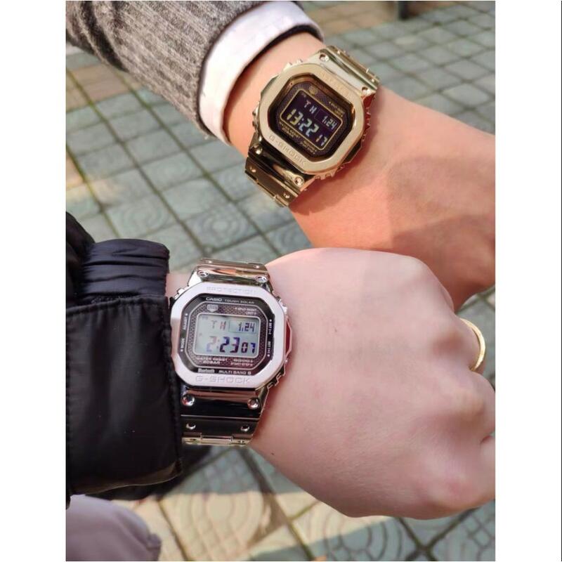 rose代購 實拍 CASIO 卡西歐手錶 G-SHOCK GMW-B5000D-1A 鋼帶 金色 銀色 男士高品質手錶