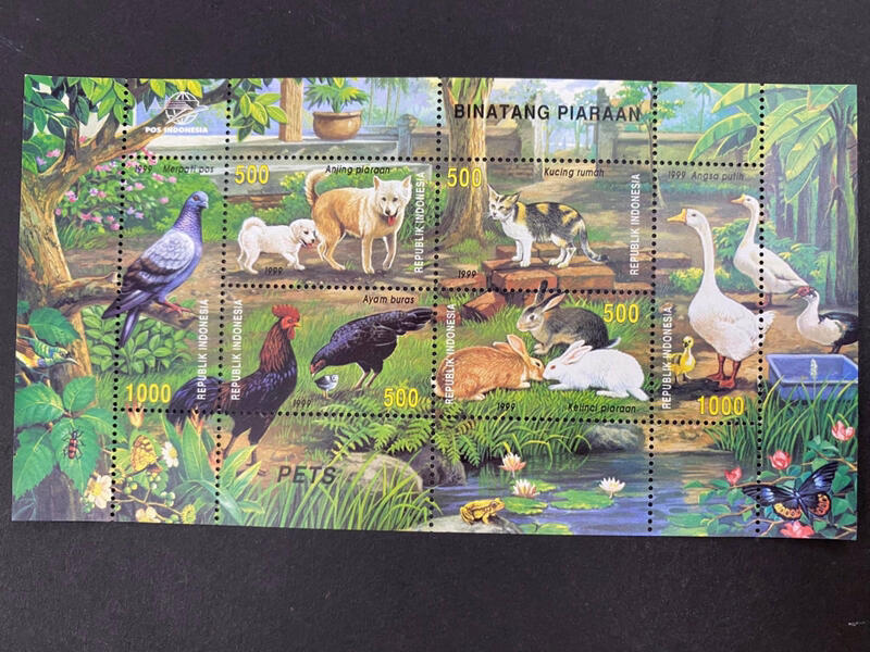 印尼 1999.11.05 寵物 家禽 -小全張 50元
