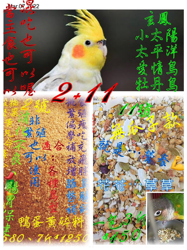 「集鸚社」2號 💪（超厲害）非繁殖使用補營養、鴨蛋黃碎料 可以當「主食」添加「無殼」任何鳥型都可以使用、成鳥幼鳥都可以