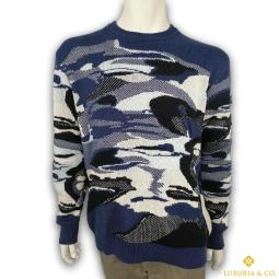 LOUIS VUITTON Chunky Intarsia Football knit T-Shirt black L Genuine / 31979A