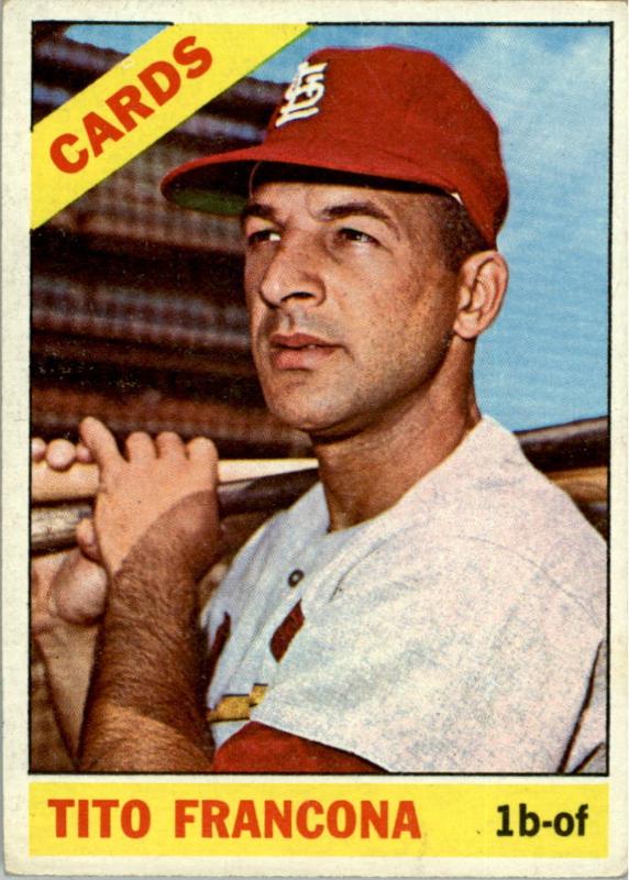 1966 Topps #163 Tito Francona St. Louis Cardinals Signed Baseball Card Auto