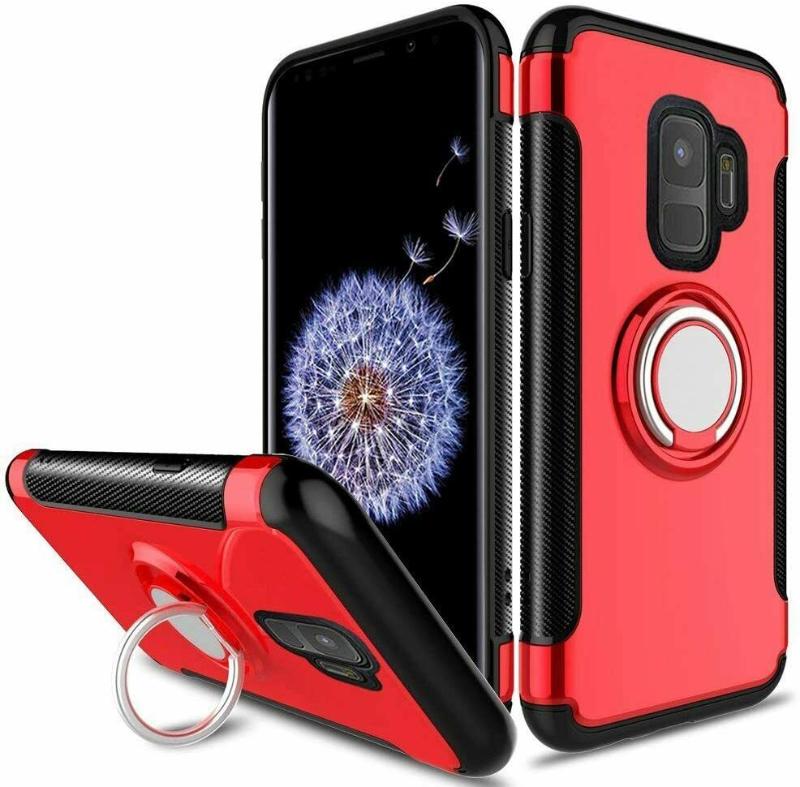 Galaxy S9 Case 360 Ring Holder Kickstand Shockproof Bumper Cover for Samsung