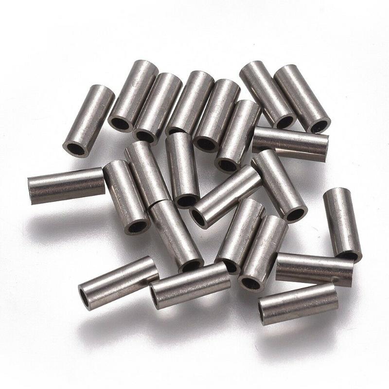 10Pcs 304 Stainless Steel Tube Steel Color Beads Crafts Jewelry Making Hole 2mm