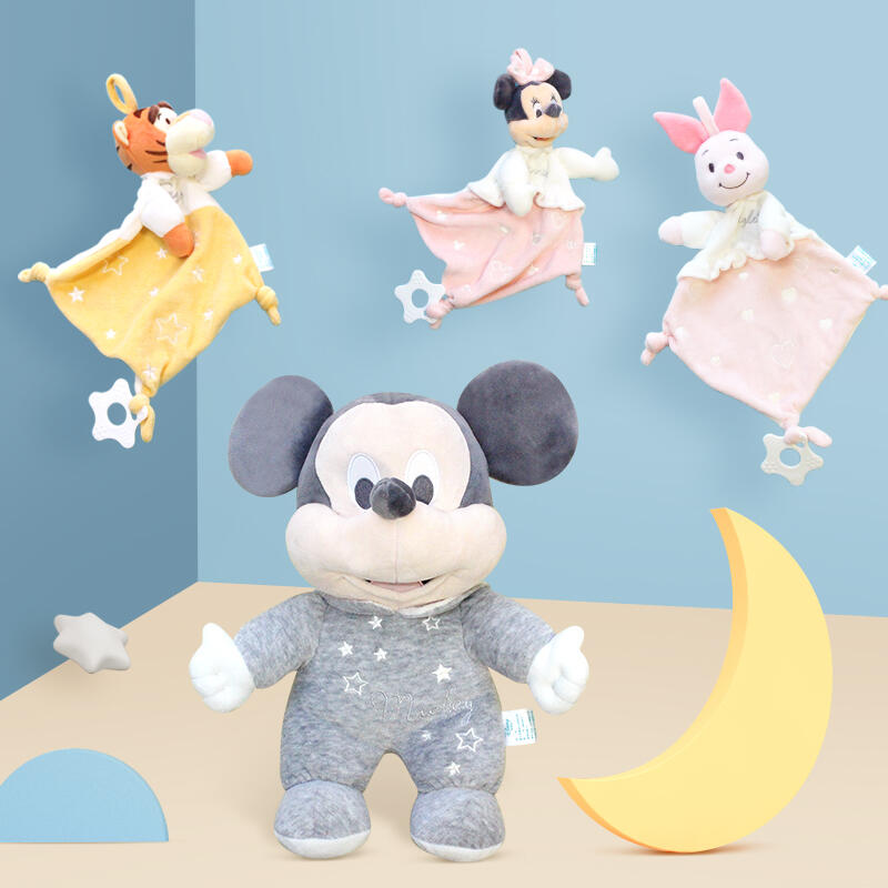 迪士尼/Disney 米奇米妮公仔米老鼠玩具毛絨寶寶睡覺安撫玩偶 可愛哄睡娃娃嬰幼兒可咬