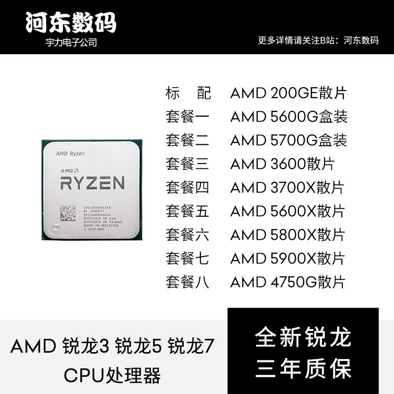 嚴選大促：AMD銳龍 RYZEN R3 3100 R5 3500X 3600 5600X R7 3700X 5800X