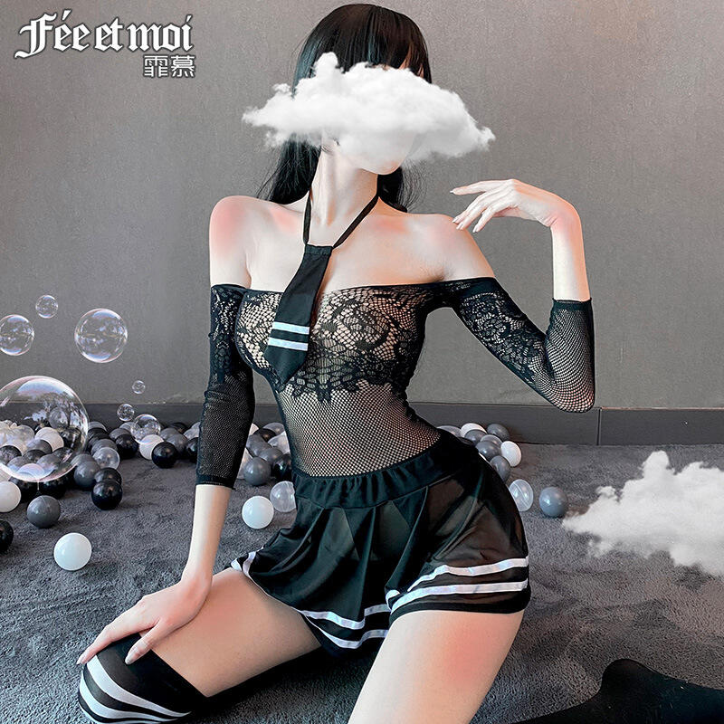 黑色情趣開襠免脫絲襪偽娘連體衣超薄透明女裝大佬掛脖式連身褲襪 露天市集 全台最大的網路購物市集