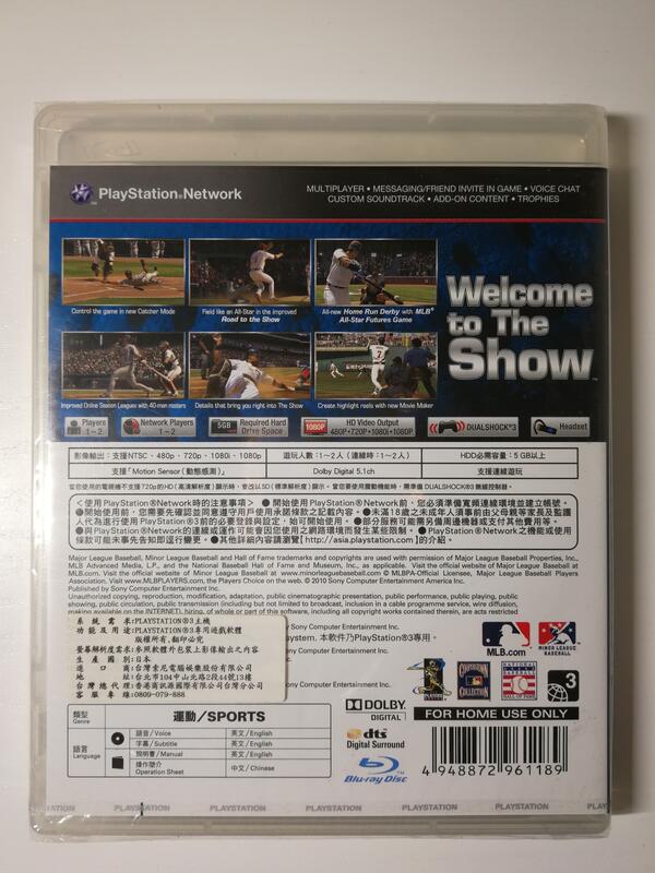 公仔遊戲王】PS3 SONY遊戲Game:美國職棒大聯盟MLB 2010 THE SHOW 10