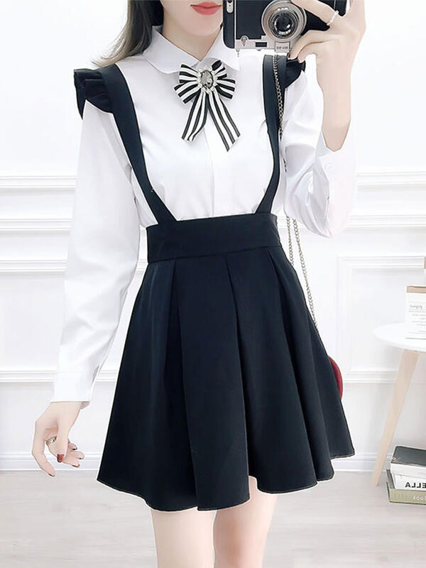 夏日限定- Jasmine Dress 純色疊領短袖貼身傘型連身裙 - Navy 深藍花花 main image 0
