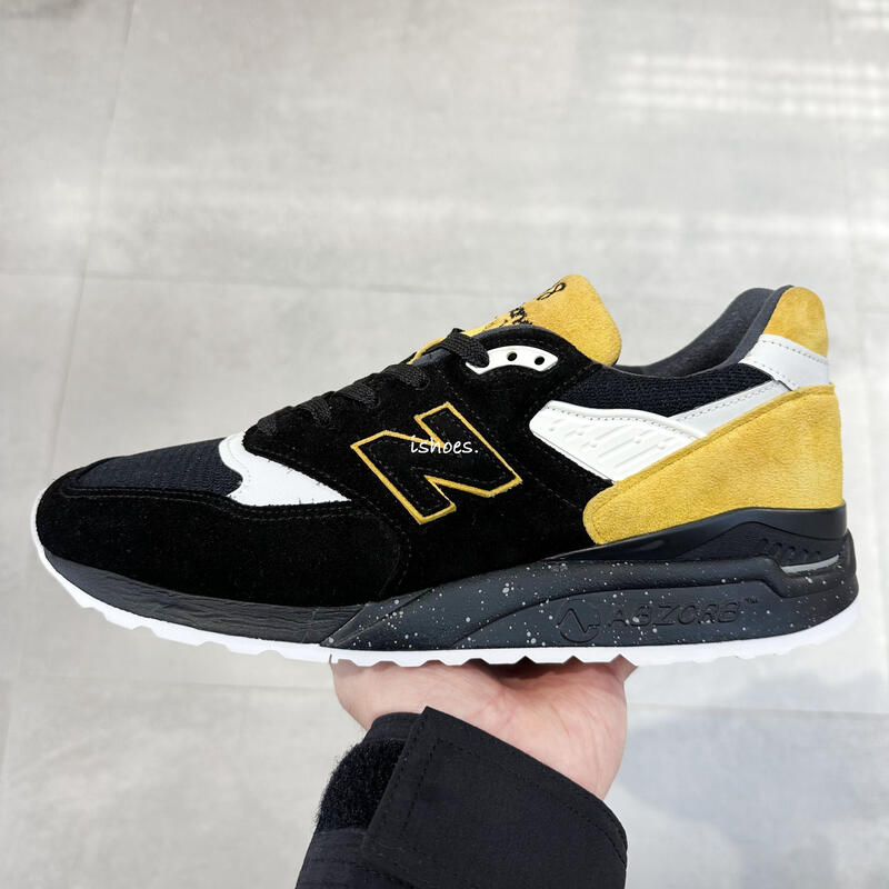 現貨iShoes正品New Balance 998 男鞋美製黑黃麂皮復古慢跑休閒鞋