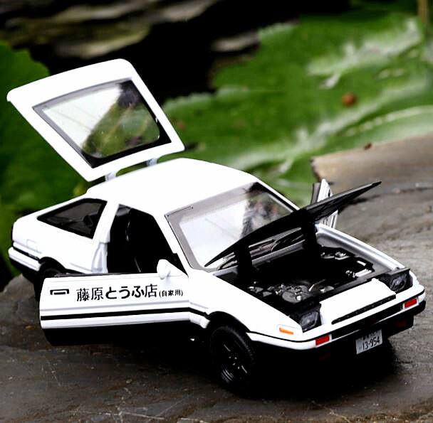 『合金車』1：32仿真跑車AE86頭文字D模型車聲光迴力可開門帶底座小汽車賽車迴力車玩具車