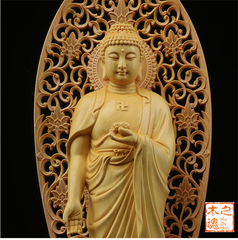 黃楊木雕刻實木佛像觀音菩萨西方三聖阿弥陀佛居家神像擺件工藝品| 露天