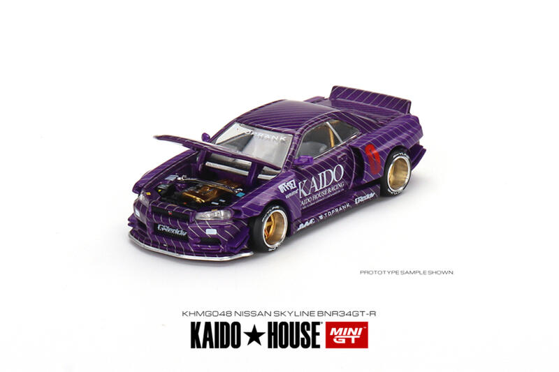 玩具偉富現貨MINI GT 日產Skyline GT-R R34 Kaido Works V1 紫右駕