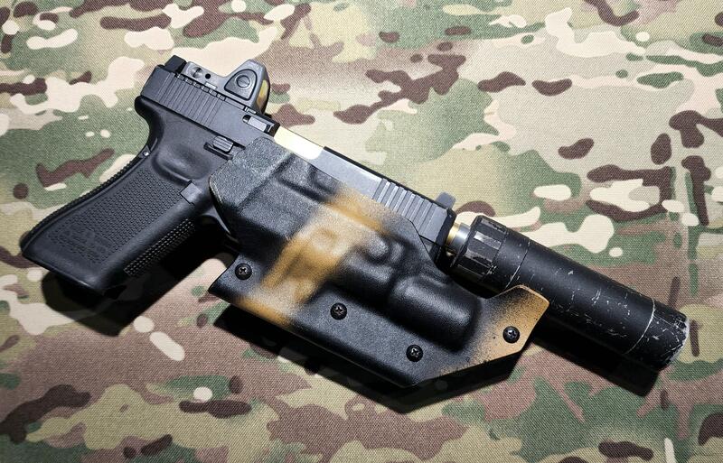 義勇兵生存遊戲專賣- T.REX風格 Kydex Glock 通用快拔槍燈消音管槍套  X300專用