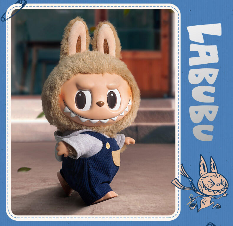 パーカー＆オーバーオールのLABUBU（ラブブ）のぬいぐるみ！