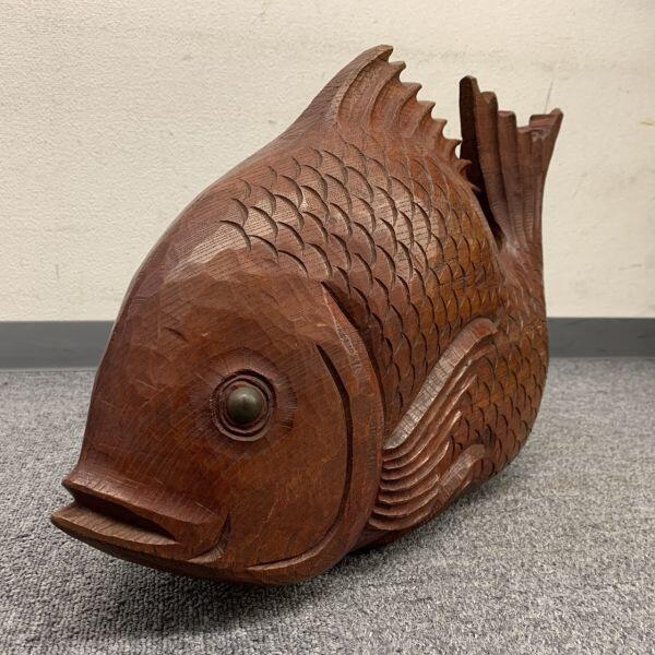 日本名家榮水作鯛魚木製雕刻約55 x 30cm | 露天市集| 全台最大的網路