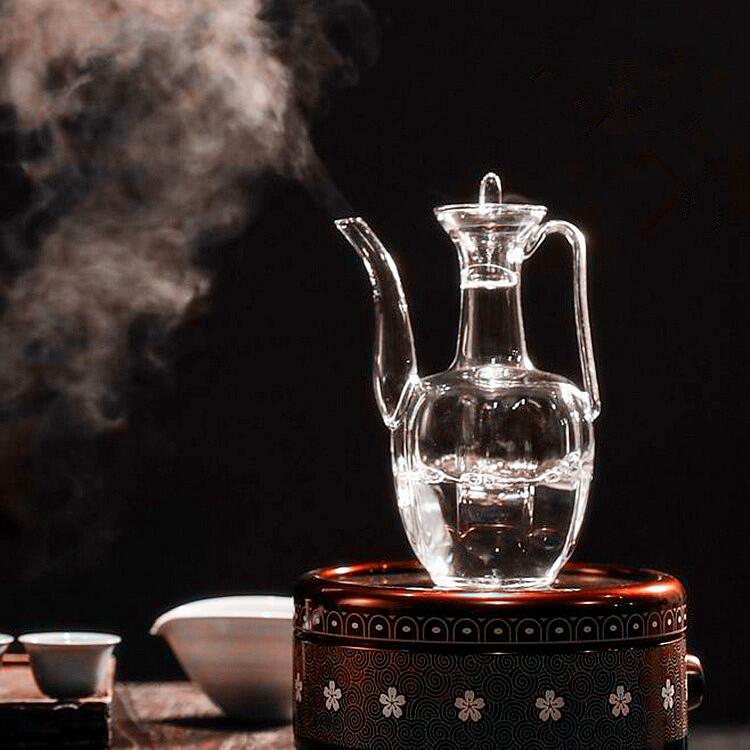 仿古風 玻璃茶壺 貴妃壺 創意仿宋手執壺 玻璃溫酒壺 電陶爐可用 可加熱