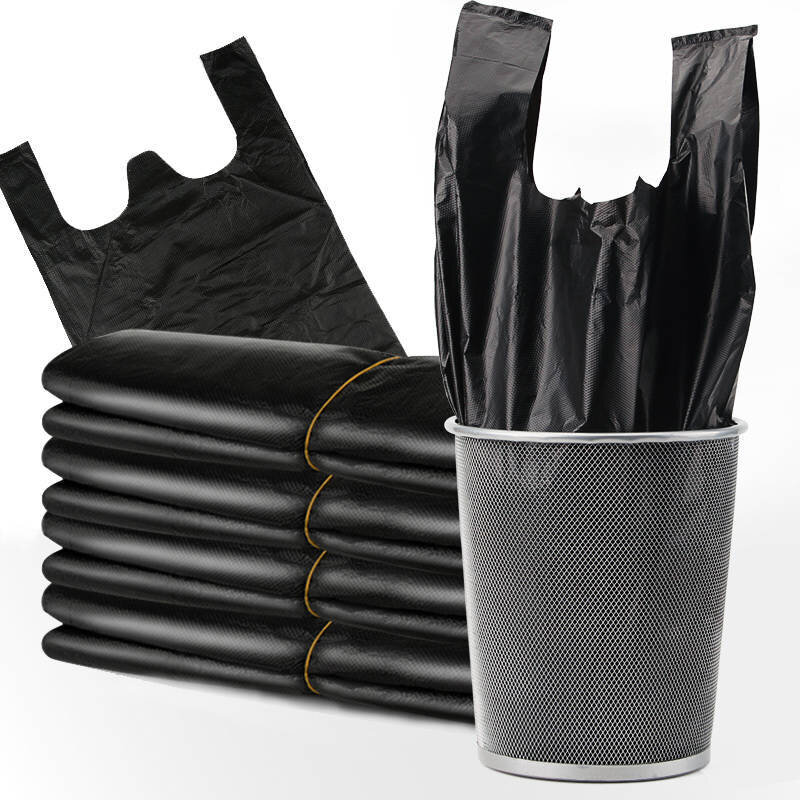 黑色垃圾袋家用加厚手提背心式中大號廚房一次性垃圾袋批發塑料袋